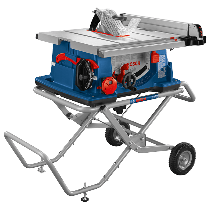 Bosch 4100XC-10 portable jobsite table saw with gravity-rise wheeled stand